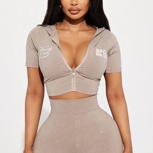 Stay Sporty Washed Hoodie - Taupe/combo - M